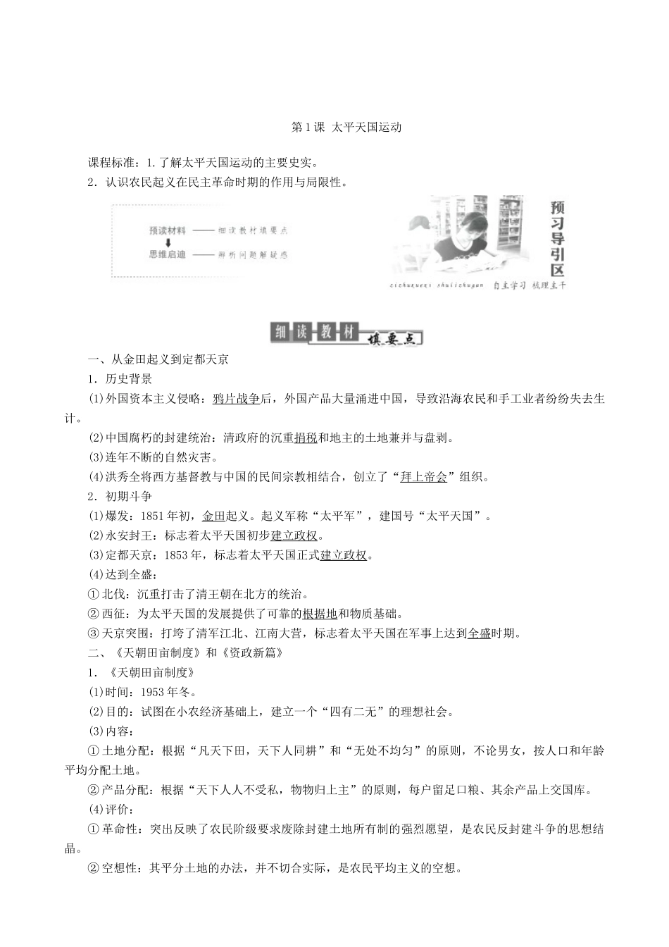 高中历史 专题3 近代中国的民主革命 第1课 太平天国运动教学学案 人民版必修1-人民版高一必修1历史学案_第2页