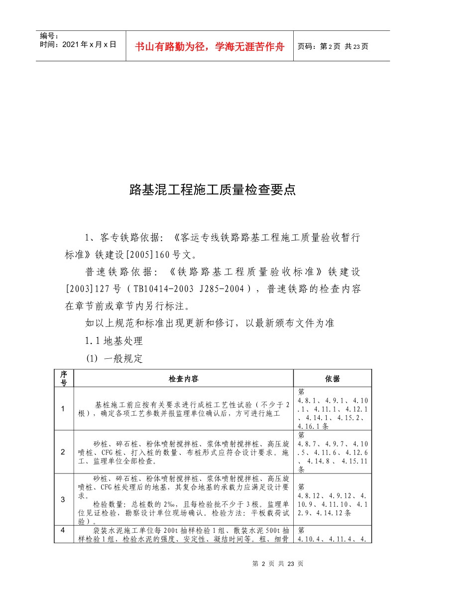 路基工程施工质量检查标准_第2页