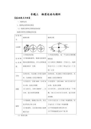 山东省高三二轮复习地理备课参考教学案—专题三物质运动与循环