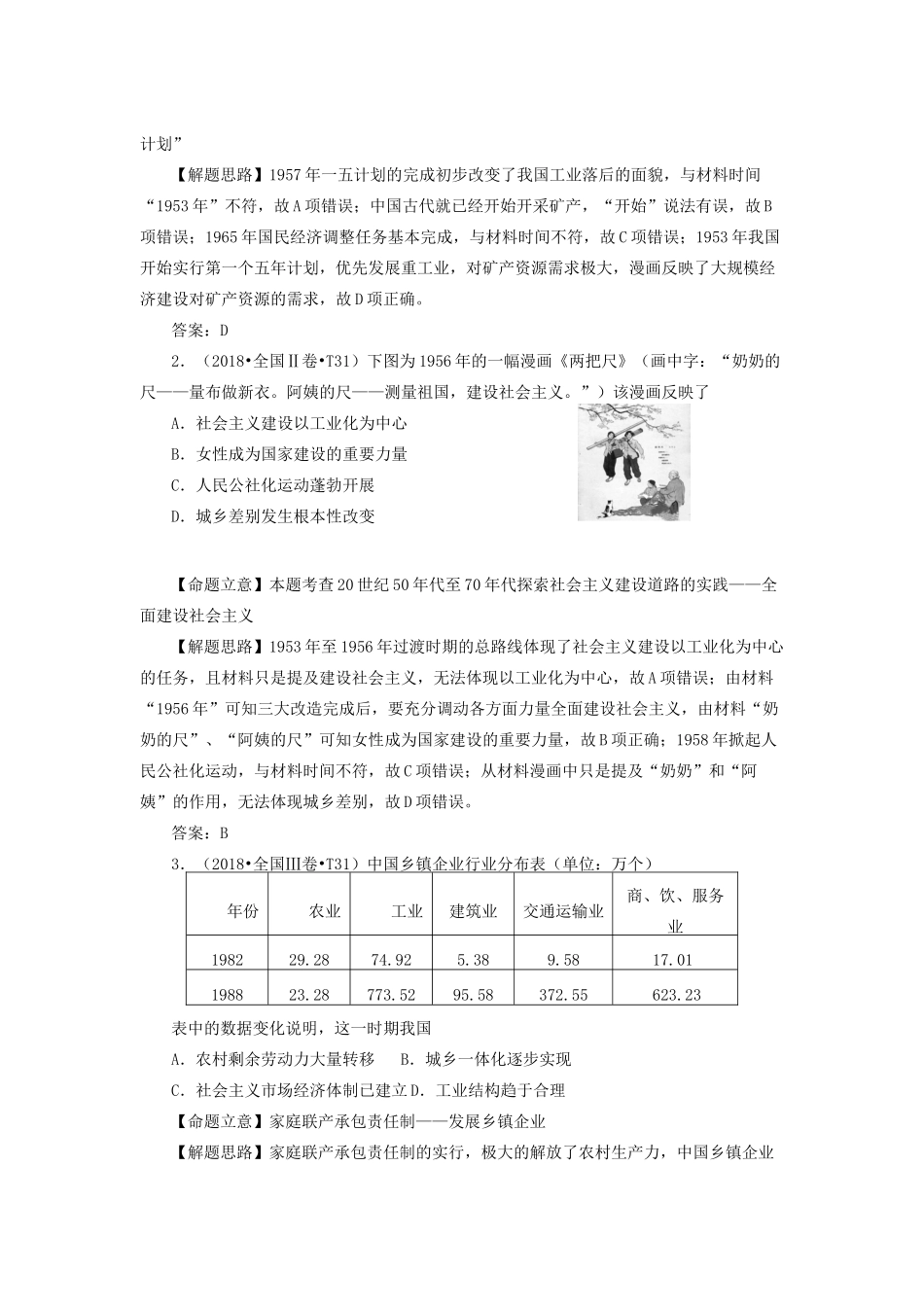 湖南省永州市高考历史二轮复习 第16课时 中国特色社会主义建设道路学案-人教版高三全册历史学案_第2页