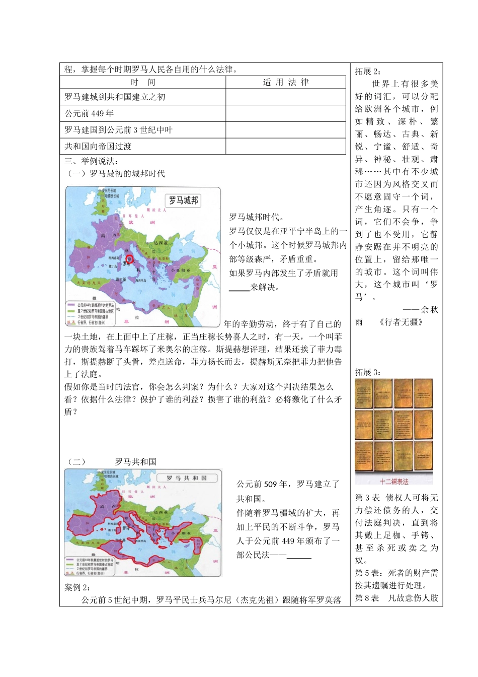 河北省高碑店市第三中学高一历史 初高中衔接课程 专题六第三节 罗马人的法律导学案_第2页