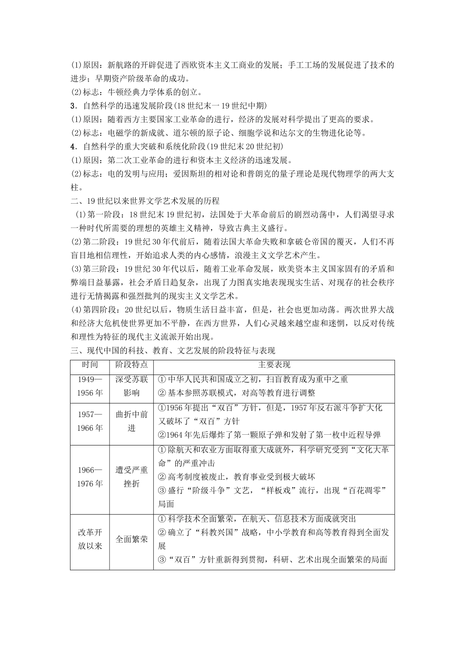 海南省高考历史一轮总复习 模块三 文化成长历程 第14单元 近代以来中外科技与文艺的发展历程单元高考整合学案-人教版高三全册历史学案_第2页