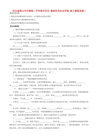 河北省唐山市开滦第二中学高中历史 雅典往何处去学案 新人教版选修1