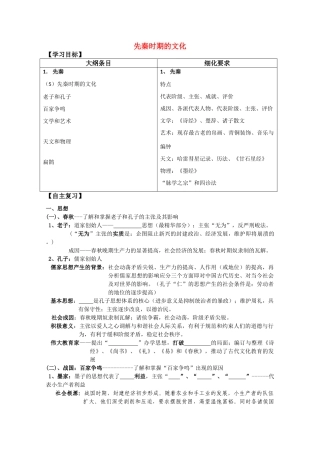 河北省存瑞中学高三历史 考点40先秦时期文化复习学案（中国古代史）