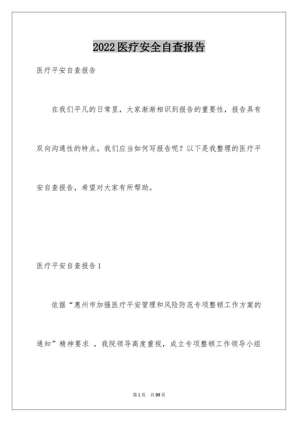 2024医疗安全自查报告_第1页