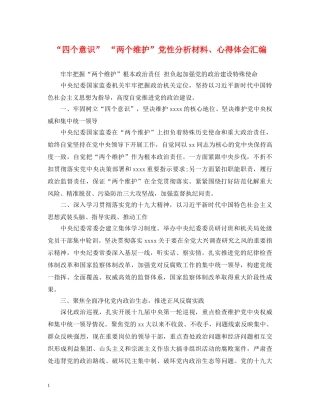 “四个意识” “两个维护”党性分析材料、心得体会汇编 