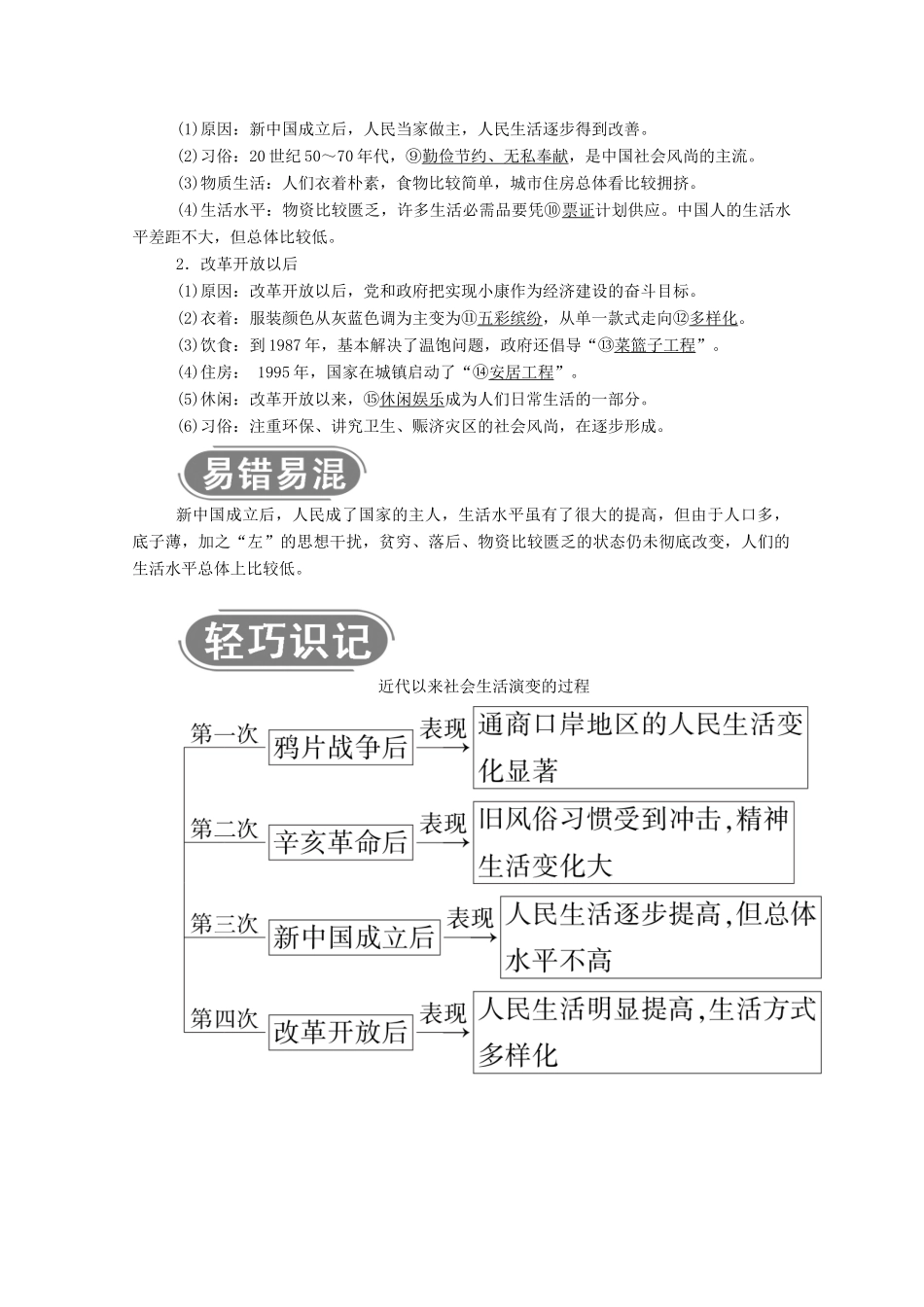 高中历史 第五单元 中国近现代社会生活的变迁 第14课 物质生活与习俗的变迁学案（含解析）新人教版必修2-新人教版高一必修2历史学案_第3页