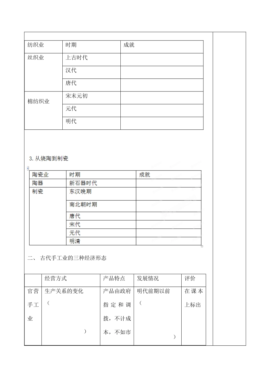 山东省泰安市肥城市第三中学高中历史 农耕时代的手工业学案 岳麓版必修2_第2页