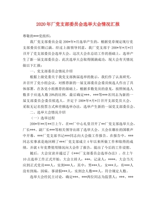 2024年厂党支部委员会选举大会情况汇报 
