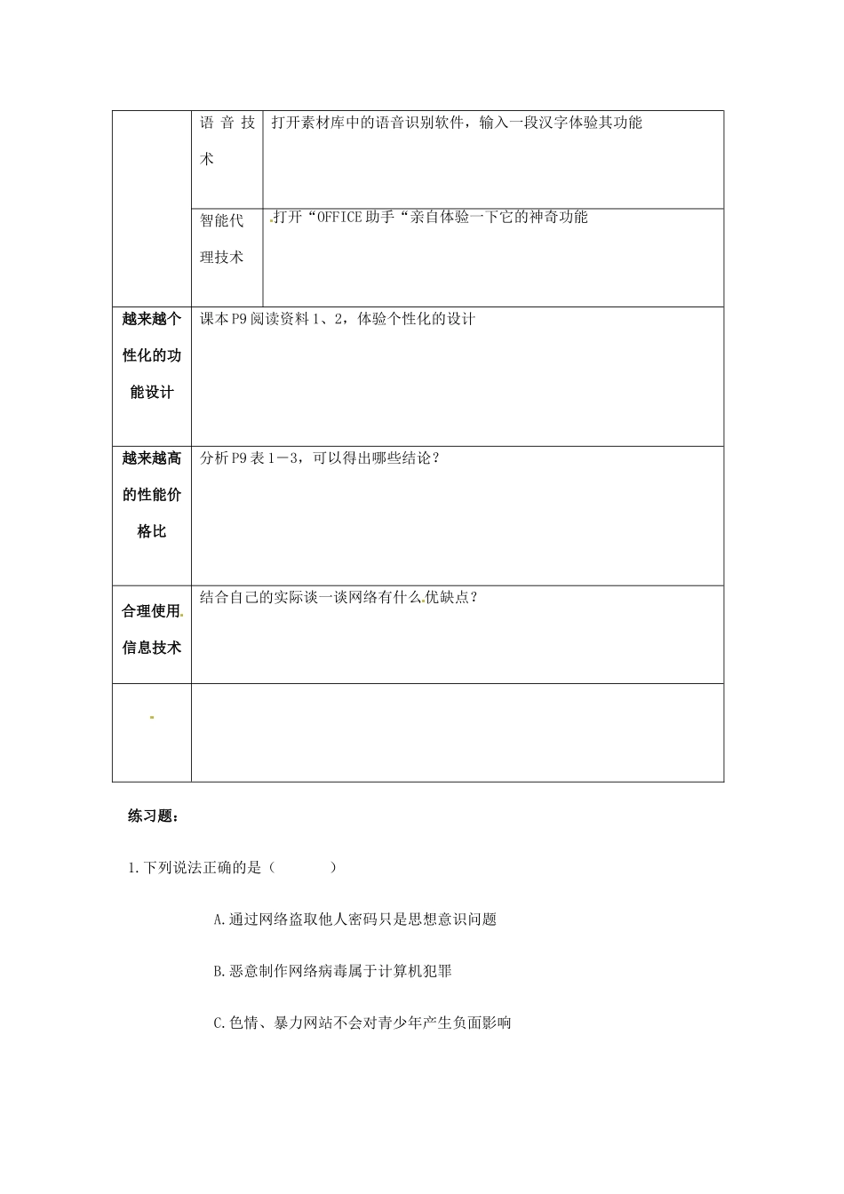 江苏省常州市西夏墅中学高一信息技术《日新月异的信息技术》学案_第2页