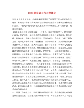 2024就业局工作心得体会 