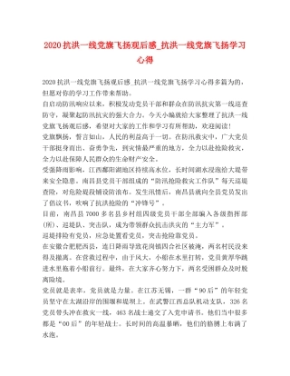 2024抗洪一线党旗飞扬观后感_抗洪一线党旗飞扬学习心得 