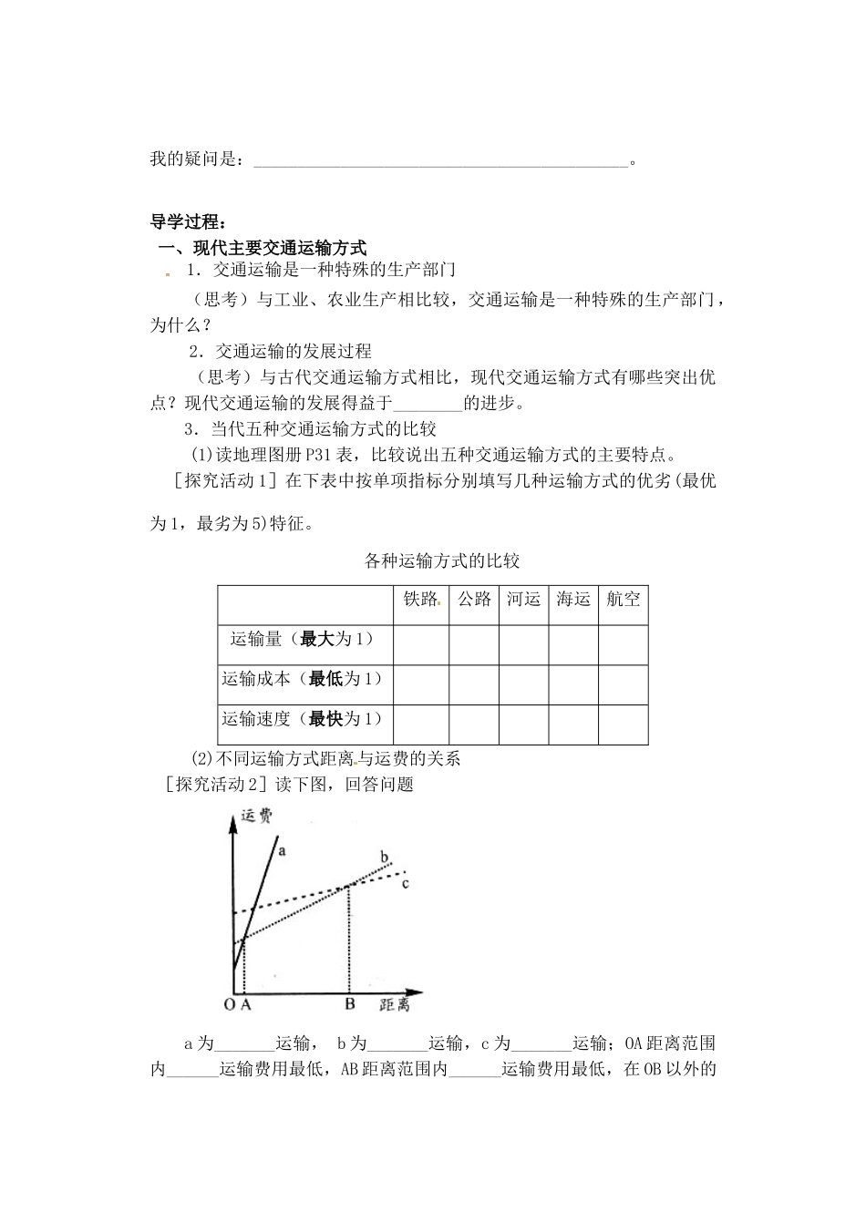 江苏省盱眙县都梁中学高一地理《41人类活动地域联系的主要方式》学案 新人教版_第2页