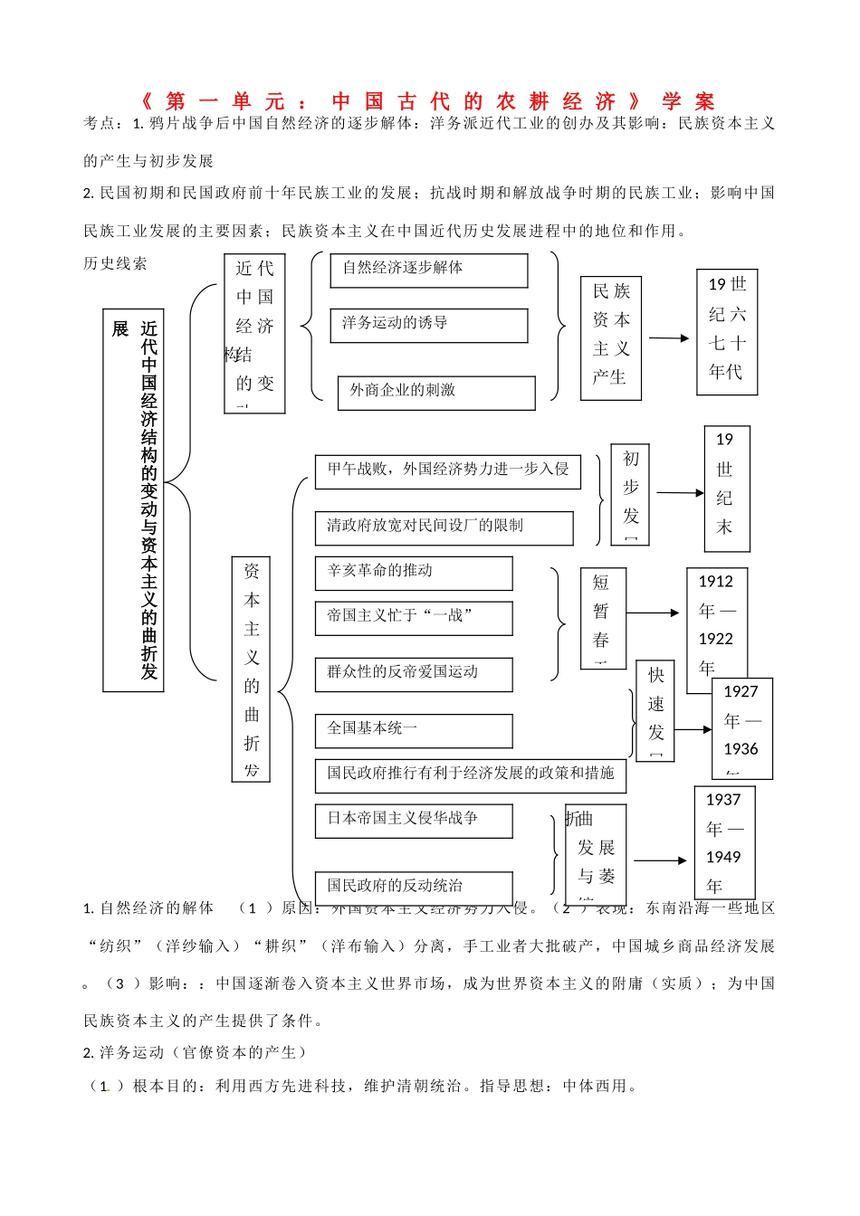 山东省乐陵市第一中学高三历史《第一单元 中国古代的农耕经济》学案_第1页