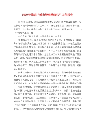 20年推进“城市管理精细化”工作报告 