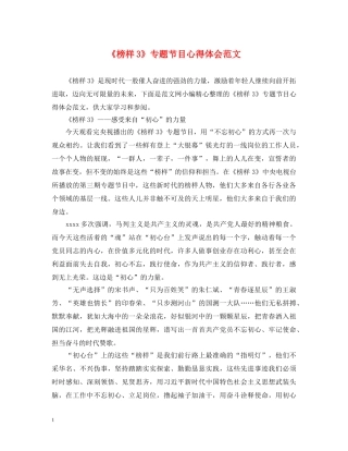 《榜样3》专题节目心得体会范文 