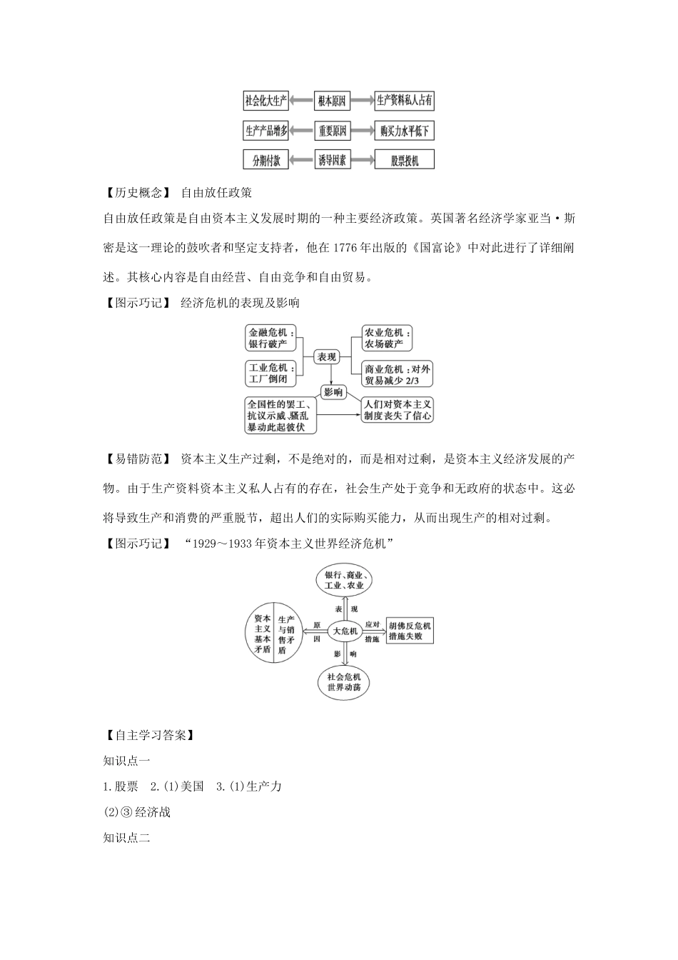 高中历史 专题六 罗斯福新政与当代资本主义 课时一 “自由放任”的美国学案 人民版必修2-人民版高一必修2历史学案_第3页