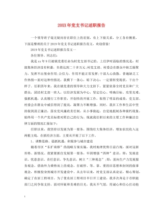 20XX年党支书记述职报告 