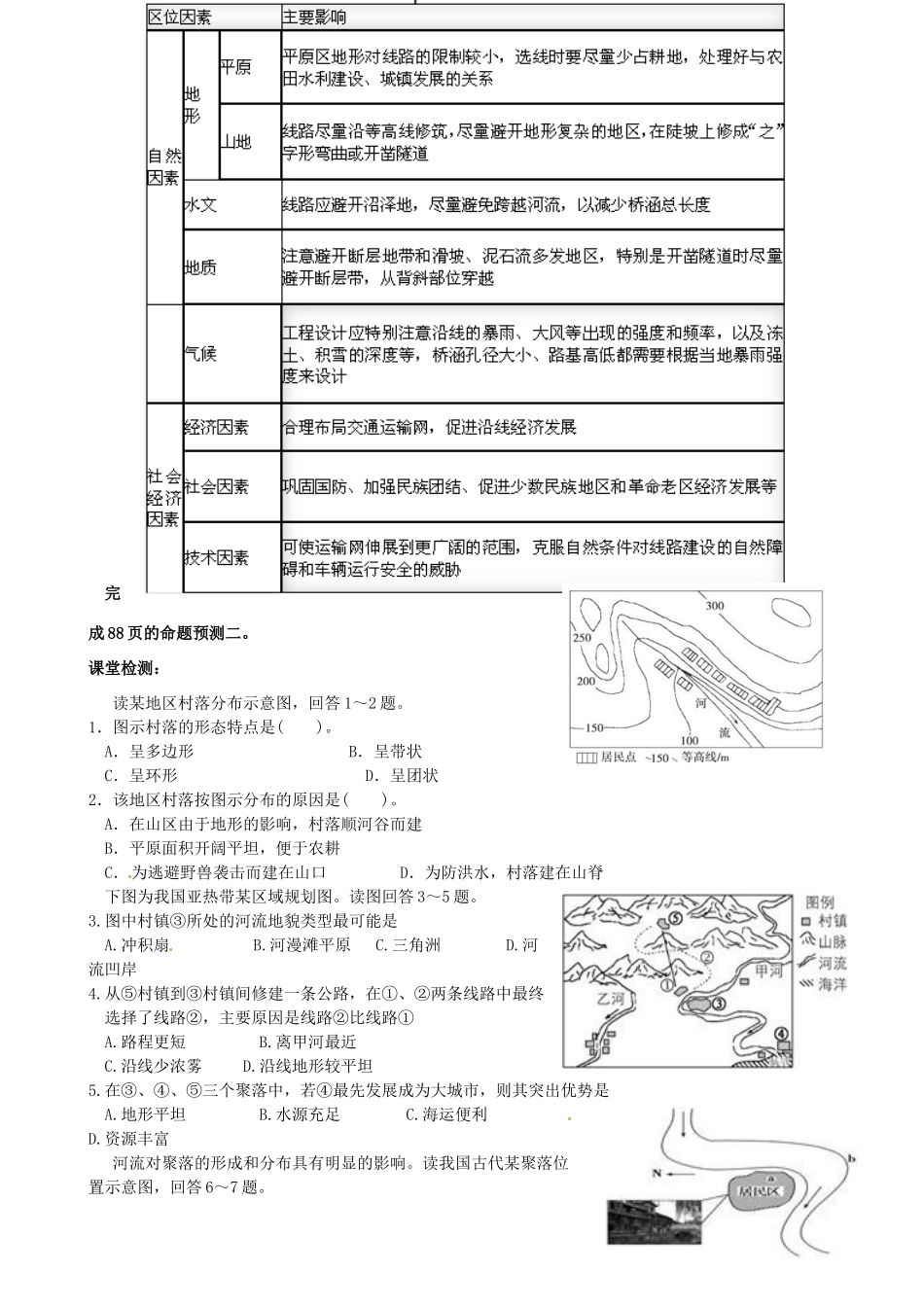 河北省隆化县存瑞中学高三地理一轮复习 第15讲 地表形态对聚落及交通线路分布的影响_第3页