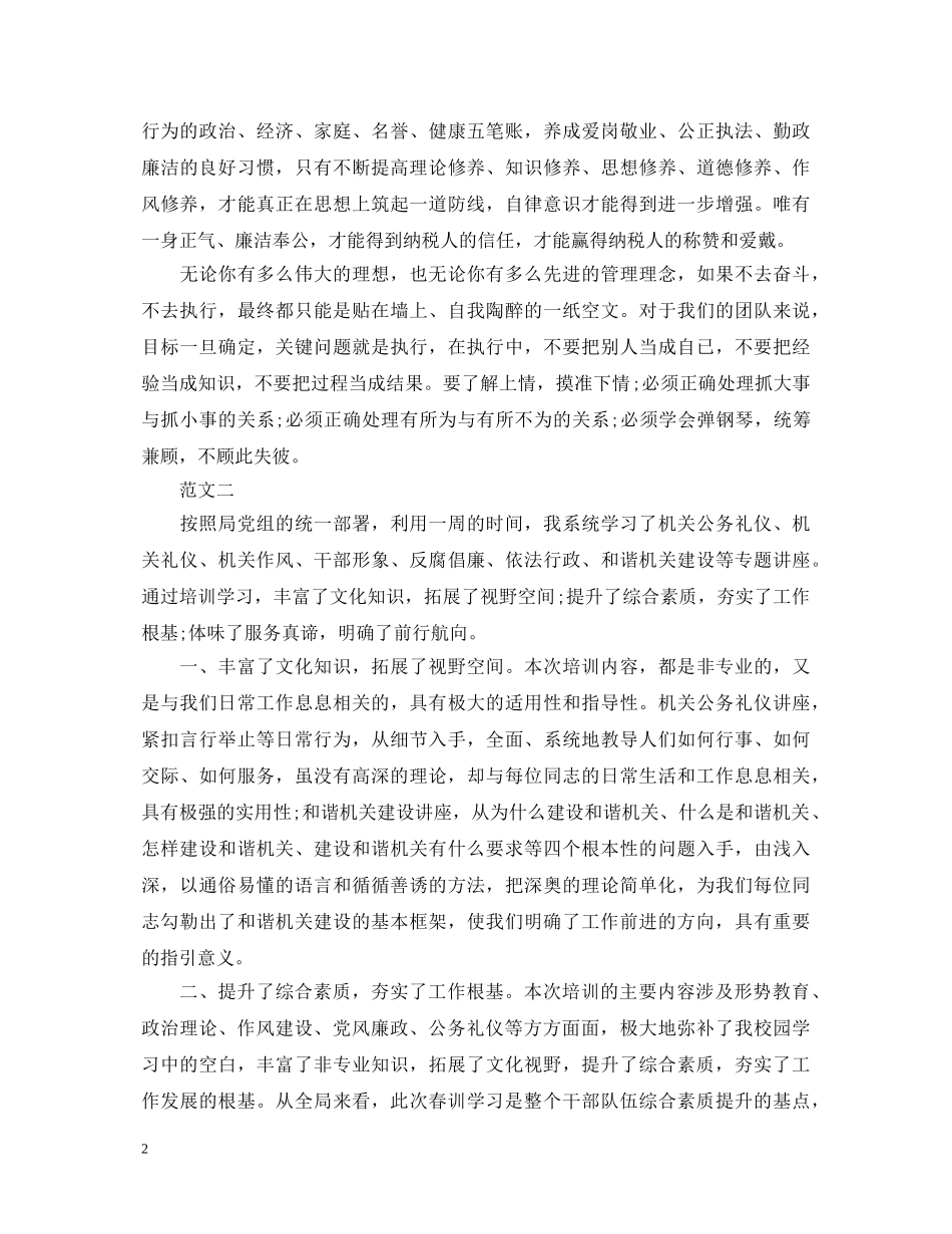 20XX年春训心得体会范文【最新】 _第2页