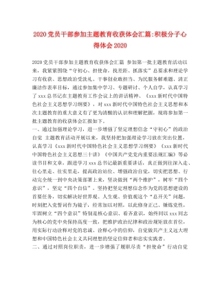 2024党员干部参加主题教育收获体会汇篇-积极分子心得体会2024 