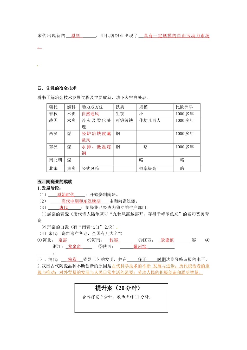 云南省宜良县第一中学高中历史 专题一 古代中国的手工业经济导学案 人民版必修2_第2页