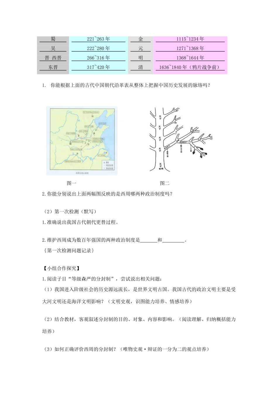 高中历史《夏、商、西周的政治制度》学案15 新人教版必修1_第2页