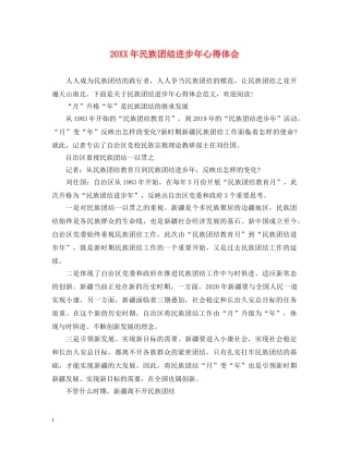 20XX年民族团结进步年心得体会 