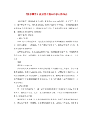 《徒手攀岩》观后感6篇600字心得体会 