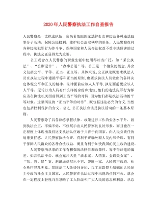 2024年人民警察执法工作自查报告 