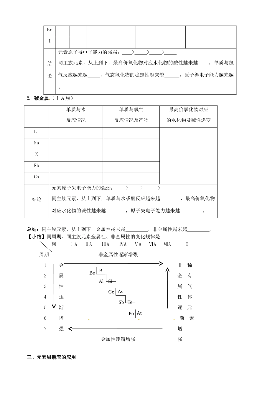 山东省高密市第三中学高三化学一轮复习 元素周期律 元素周期表应用导学案_第2页