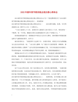 20XX年猪年春节联欢晚会观后感心得体会 