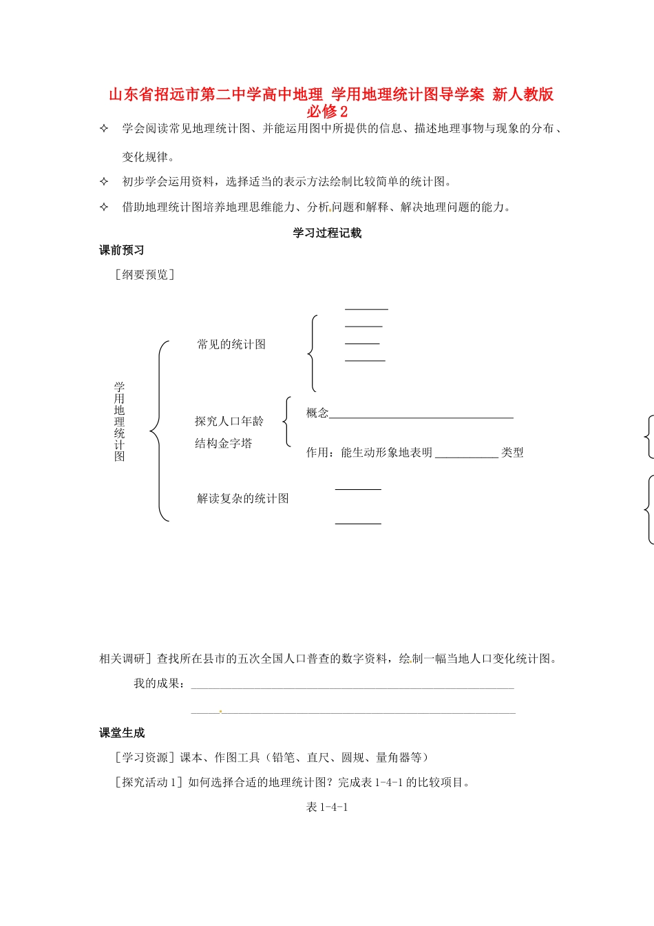山东省招远市第二中学高中地理 学用地理统计图导学案 新人教版必修2_第1页