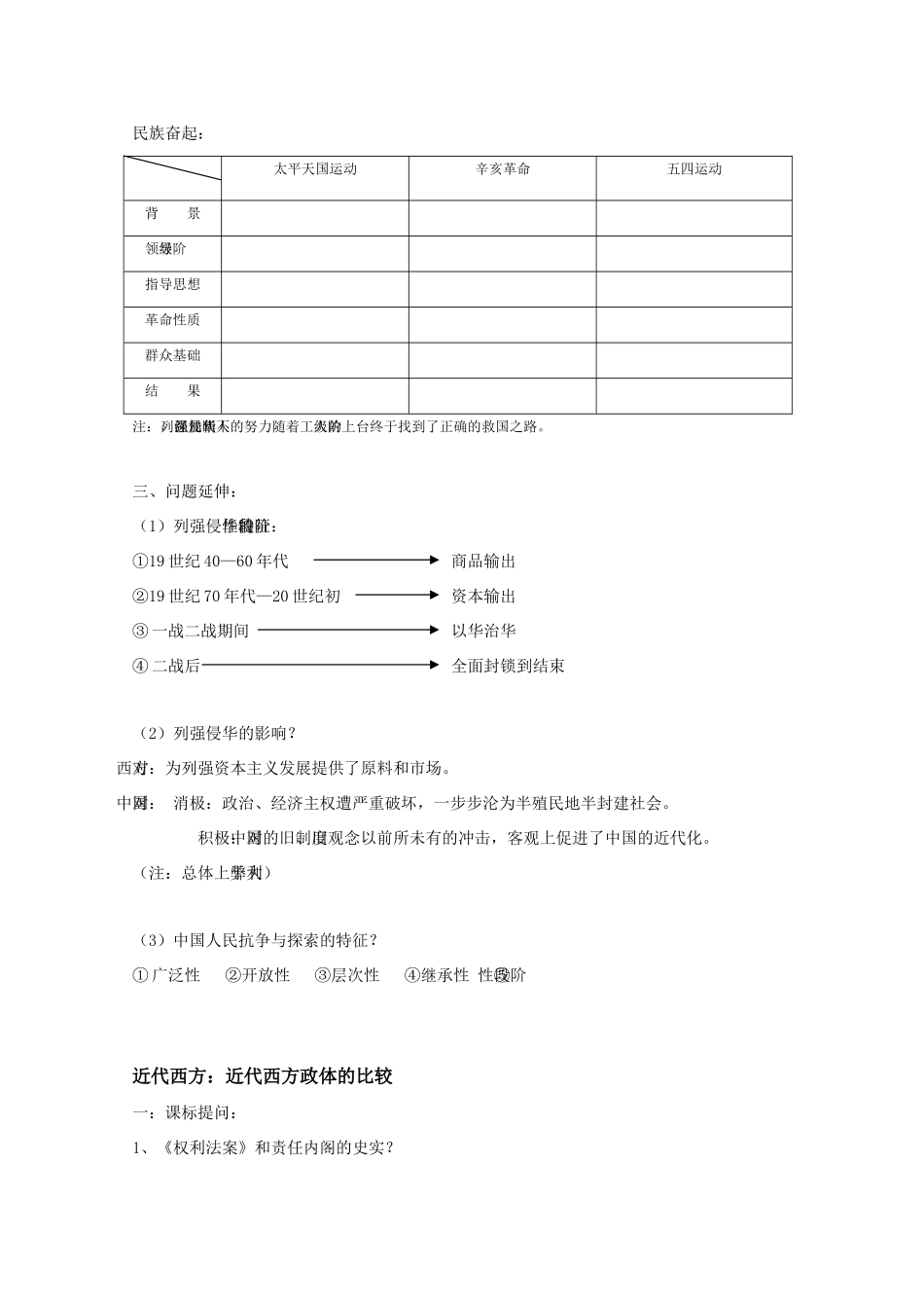 高中历史：第四单元《内忧外患与中华民族的奋起》学案（1）（岳麓版必修1）_第2页