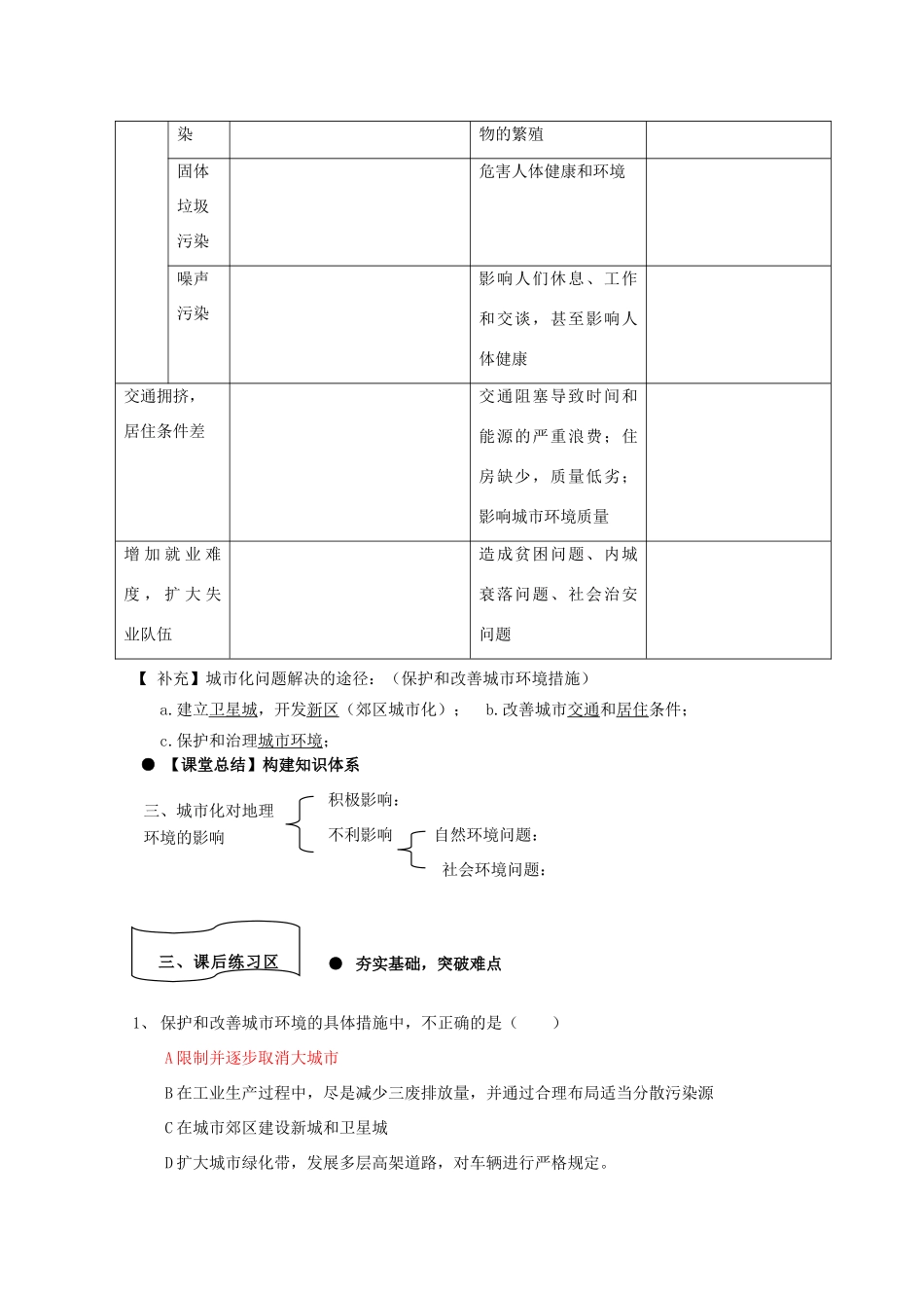 山东省威海二中高中地理 第一节《城市发展与城市化》（第2课时）导学案 新人教版必修2_第3页