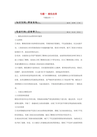 高中历史 专题一 梭伦改革专题总结（一）学案 人民版选修1-人民版高二选修1历史学案