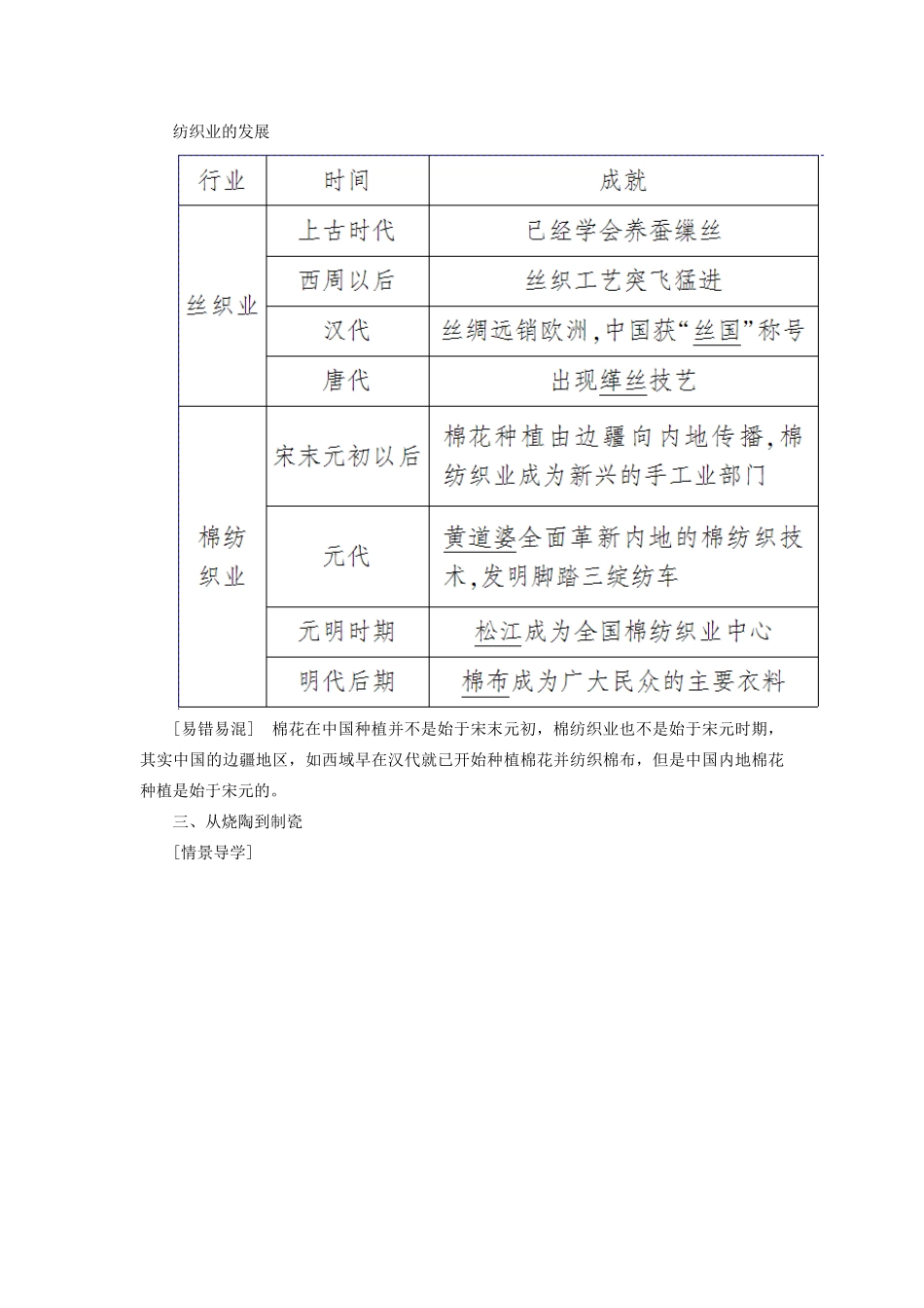 高中历史 第一单元 中国古代的农耕经济 第4课 农耕时代的手工业学案 岳麓版必修2-岳麓版高一必修2历史学案_第2页