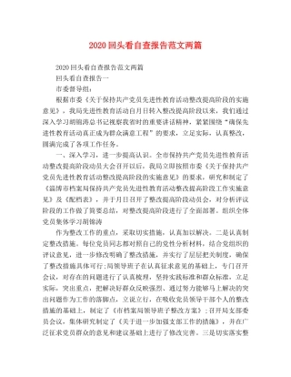 2024回头看自查报告范文两篇 