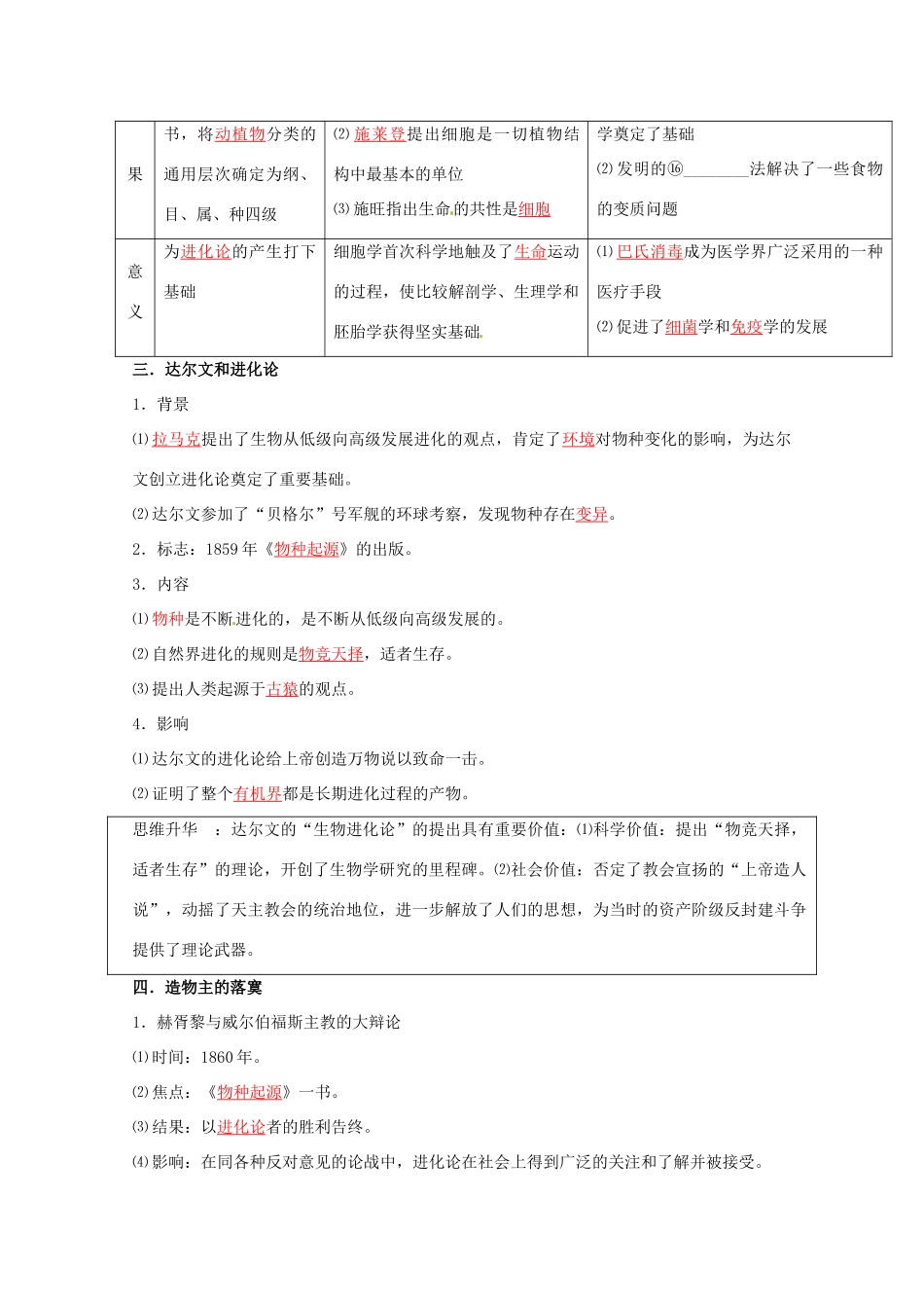 云南省宜良县第一中学高中历史 专题七 追寻生命的起源导学案 人民版必修3_第2页