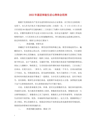 20XX年基层体验生活心得体会范例 