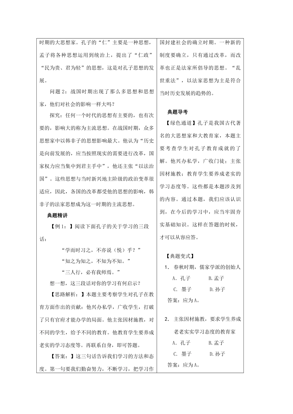 高中历史《百家争鸣》学案6 人民版必修3_第3页
