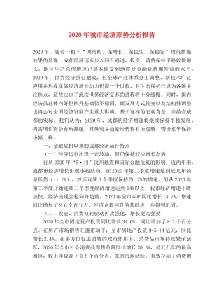 2024年城市经济形势分析报告 