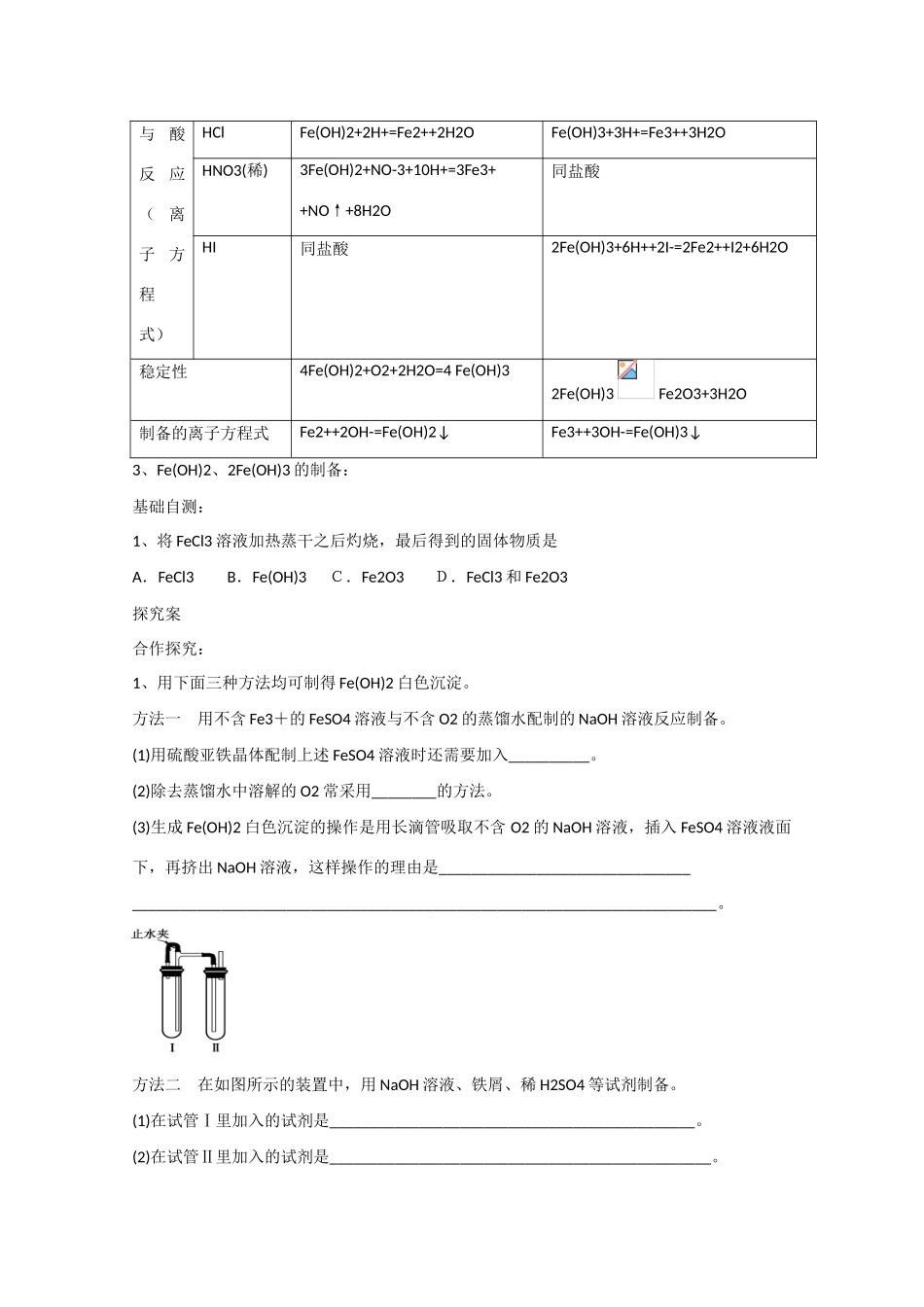 广东省惠州市惠阳市第一中学高三化学一轮复习 铁的氧化物、氢氧化物 _第2页