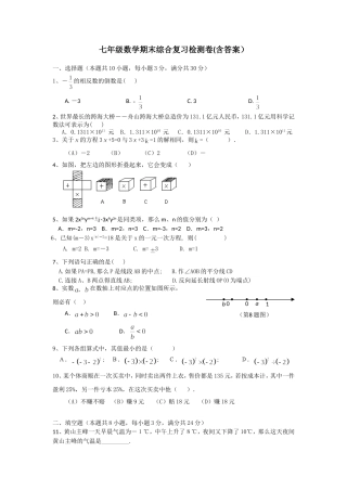 2012-2013学年度上学期七年级数学末综合复习检测卷(含答案）