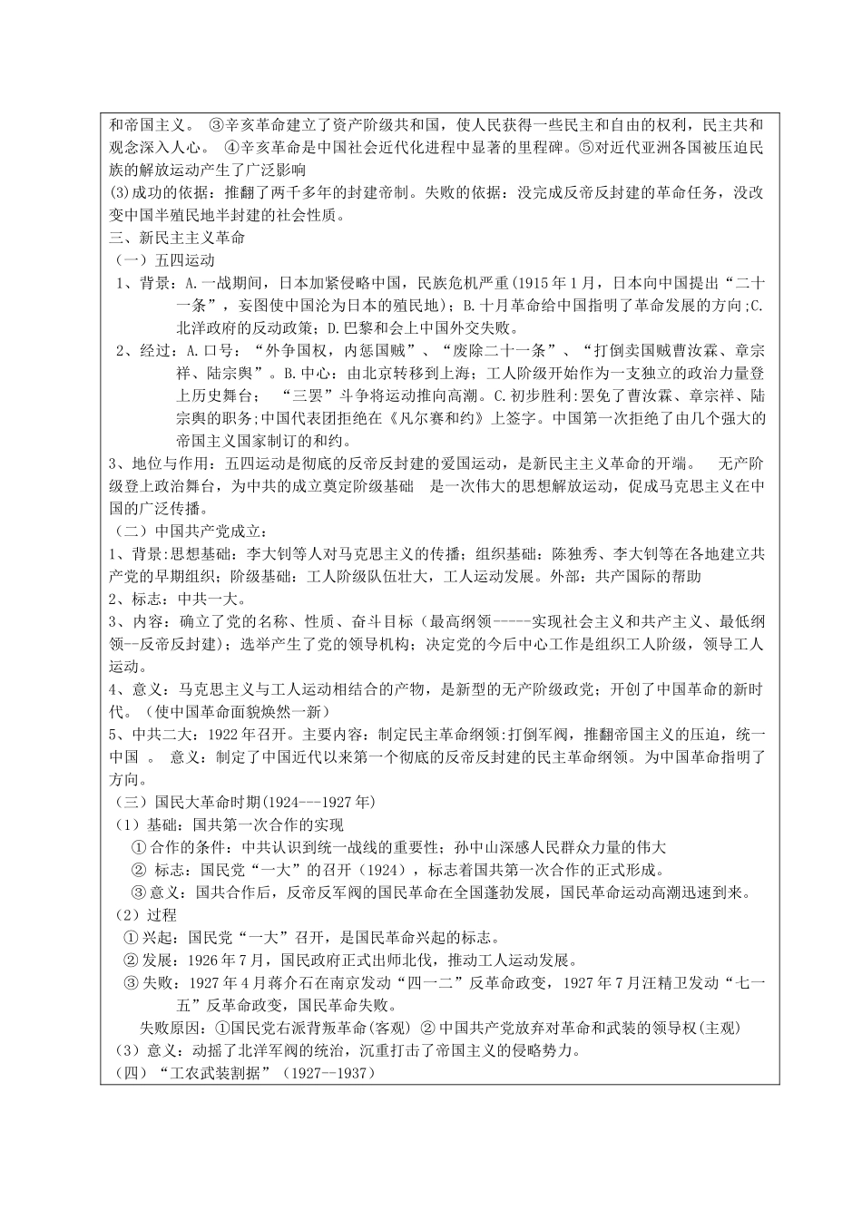 河北省高碑店市第三中学高二历史 近代民主革命和新中国的政治建设复习学案_第2页