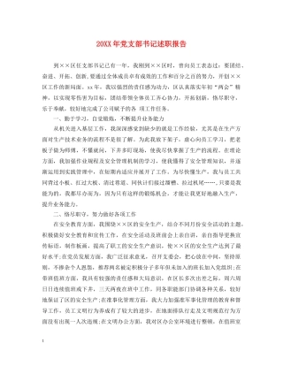 20XX年党支部书记述职报告 