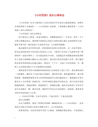 《小河男孩》读后心得体会 