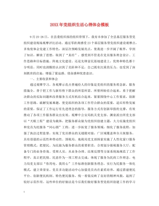 20XX年党组织生活心得体会模板 