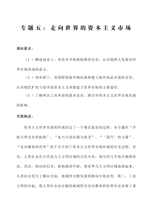 专题五走向世界的资本主义市场