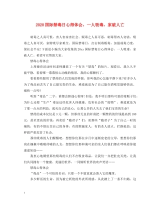 2024国际禁毒日心得体会，一人吸毒，家破人亡 